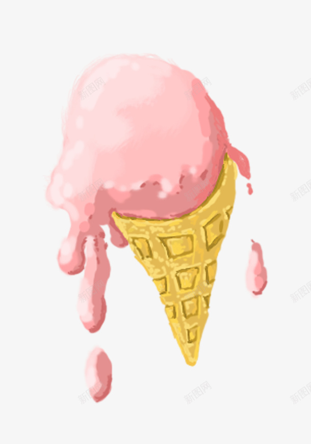 化了的冰淇淋png免抠素材_88icon https://88icon.com 冰棍 冰淇淋 化了 脆筒