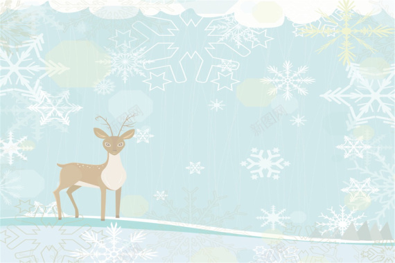 蓝色圣诞麋鹿图背景