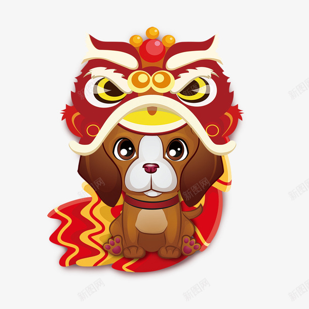 红色喜庆萌狗舞狮节日元素psd免抠素材_88icon https://88icon.com 动物 喜庆 生肖 红色 舞狮 节日 萌狗 设计