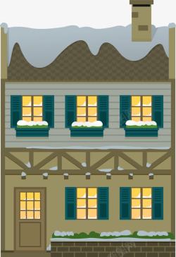 褐色小屋褐色冬季积雪屋子高清图片