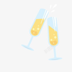 蓝色脚杯中的黄色香槟矢量图素材
