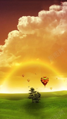 五彩斑斓热气球H5背景背景