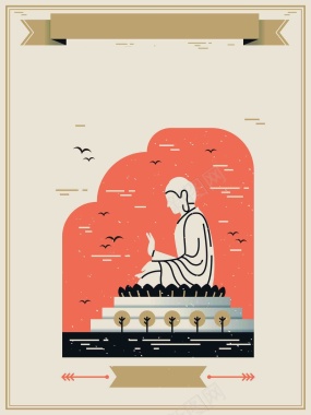 手绘矢量旅游香港太平山大佛地图海报背景背景