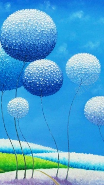 蓝色气球H5背景背景