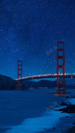红色大桥炫酷星空H5背景素材高清图片