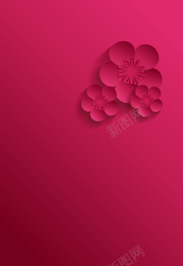 梅红色春季花卉海报背景材料矢量图背景