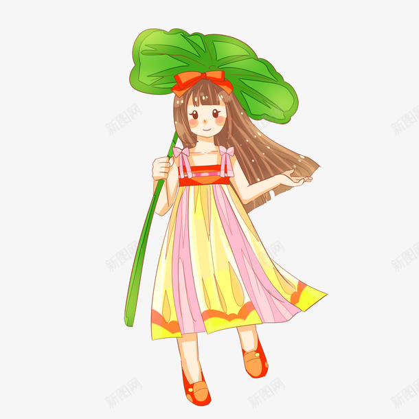 夏季夏天荷叶乘凉女孩psd免抠素材_88icon https://88icon.com 乘凉女孩 夏天 夏季 荷叶