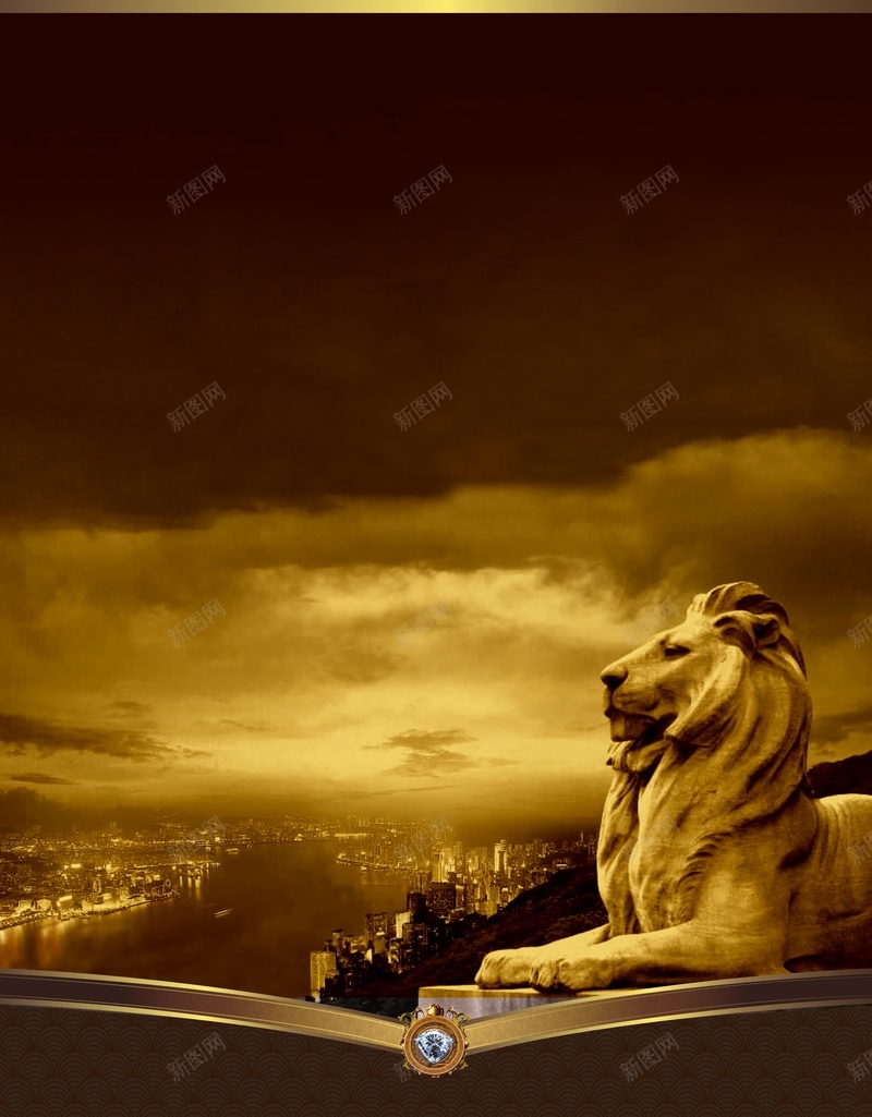 商务红底狮子背景jpg设计背景_88icon https://88icon.com 商务 棕色 狮子 科幻 科技 红底