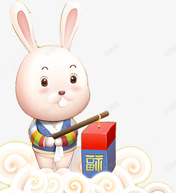 提灯笼的兔子png免抠素材_88icon https://88icon.com 中秋 兔子 卡通 福气 穿衣服的兔子