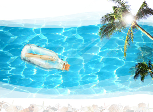 大海漂流瓶风景摄影平面广告背景