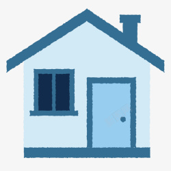 卡通二维蓝色房子素材