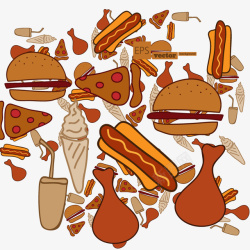 卡通快餐食品插画矢量图素材
