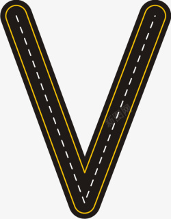 气泡字母V创意公路字母V高清图片