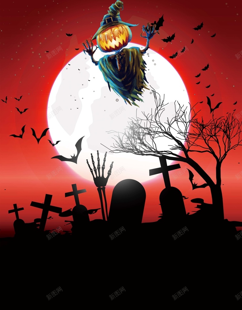 红色恐怖万圣节海报背景psd设计背景_88icon https://88icon.com 万圣节 南瓜 卡通 坟墓 手绘 海报 矢量 童趣 背景 蝙蝠
