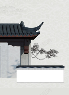 中国风徽派房地产建筑海报背景
