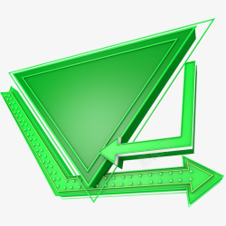 绿色三角箭头立体图形素材