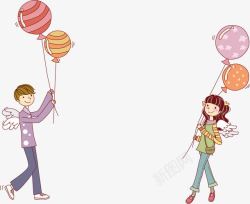 拿汽球的女孩情侣高清图片