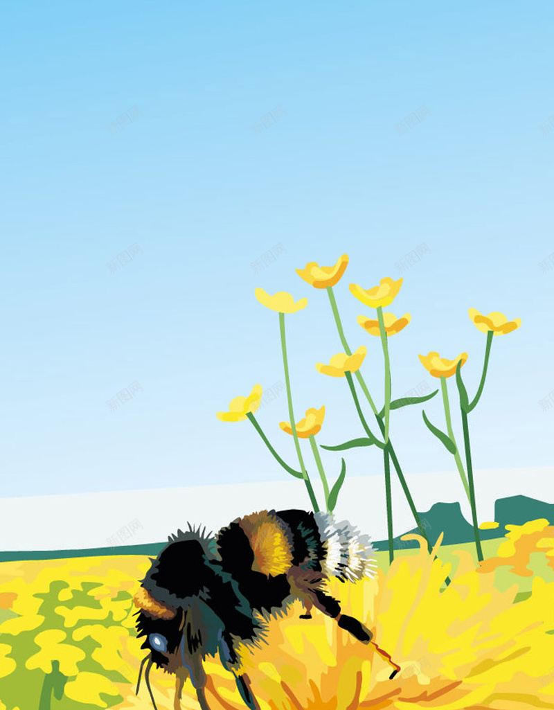 黄色花卉H5背景jpg设计背景_88icon https://88icon.com 手绘 水彩 花卉 蜜蜂 黄色 H5背景 H5 h5 卡通 童趣