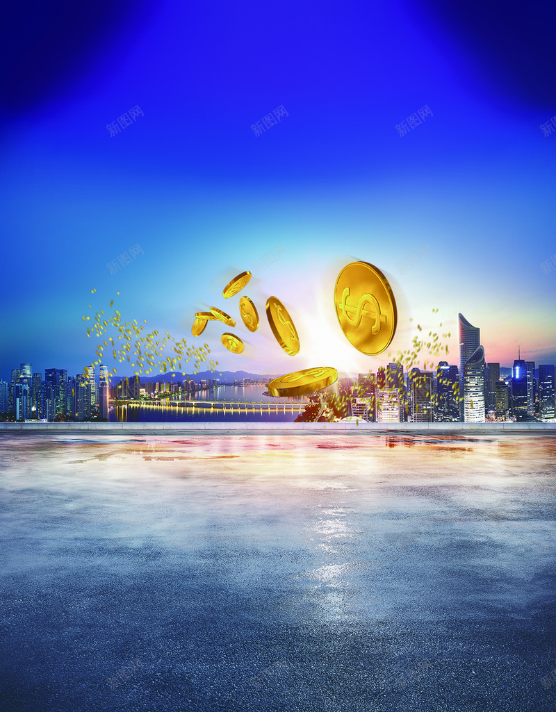 金融商业海报psd设计背景_88icon https://88icon.com 大气 建筑 金融 钱币