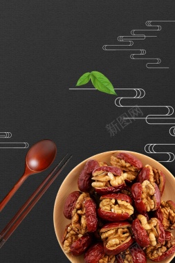 美食黑色红枣餐具通用背景背景