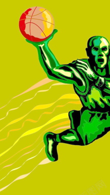绿色人物打篮球画面背景图背景