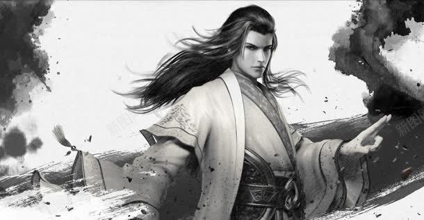手绘黑白古代俊男jpg设计背景_88icon https://88icon.com 古代 黑白