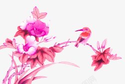 手绘粉色花朵海报素材