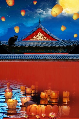 中元节传统节日背景背景
