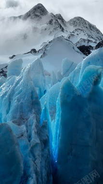 美丽的蓝色冰晶雪山H5背景素材背景