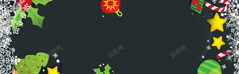 圣诞节黑色扁平电商雪花banner背景