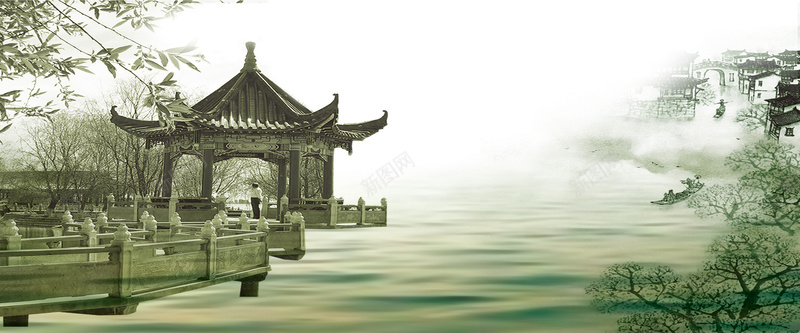 中国风水墨凉亭背景psd设计背景_88icon https://88icon.com 中国风 水墨 凉亭 海报banner