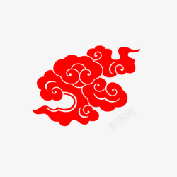 手绘红色祥云素材