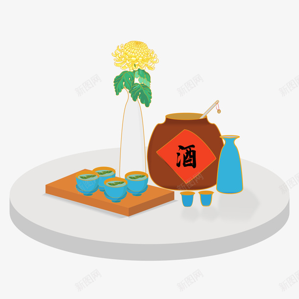 重阳节菊花就被手绘元素png免抠素材_88icon https://88icon.com 重阳 菊花 酒杯 手绘