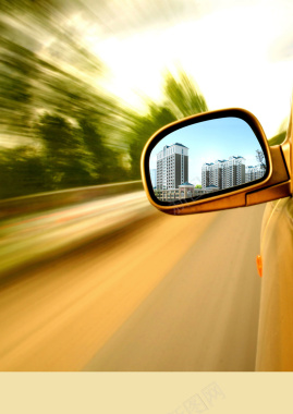 黄色摄影汽车行车后视镜背景背景