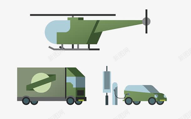 扁平化直升机卡车png免抠素材_88icon https://88icon.com 创意设计 卡通设计 扁平创意图