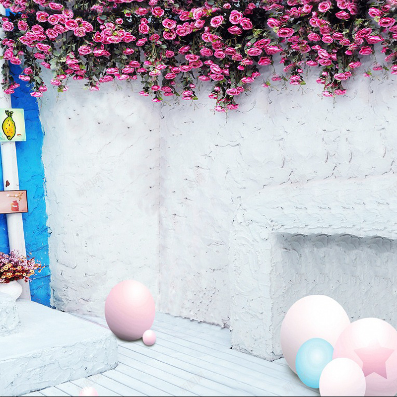 墙角的鲜花和彩球jpg设计背景_88icon https://88icon.com 鲜花 彩球 主图 摄影 风景 墙角