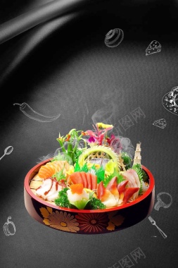 日式料理刺身三文鱼背景