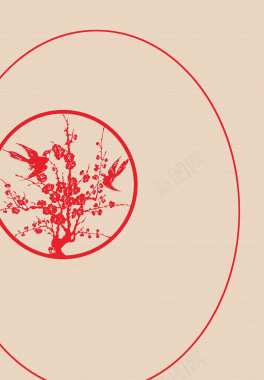 简约红色春节剪纸喜鹊剪影背景素材背景