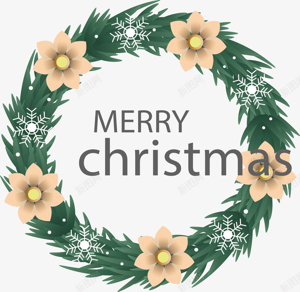 小白花圣诞花环矢量图ai免抠素材_88icon https://88icon.com merryChristma merryChristmas 圣诞花环 小白花 白色雪花 矢量png 花环 矢量图