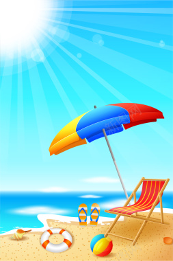 夏季海滩旅游风景平面广告背景
