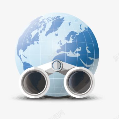 地球和望远镜图标图标