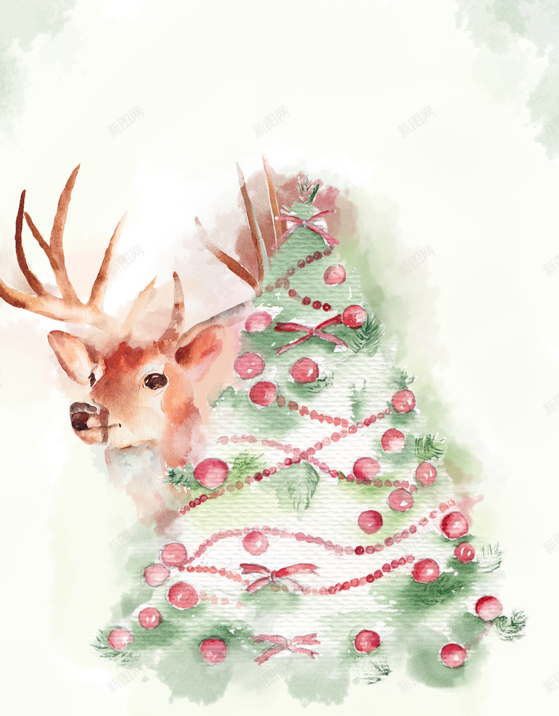 圣诞节H5背景psd设计背景_88icon https://88icon.com H5 H5背景 christmas h5 merry 唯美 圣诞树 圣诞节 梅花鹿 梦幻 水彩 浪漫