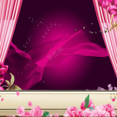 梦幻舞台花朵背景图背景