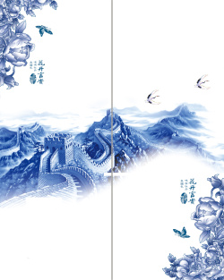 商务贺卡商务古典青花瓷贺卡背景高清图片