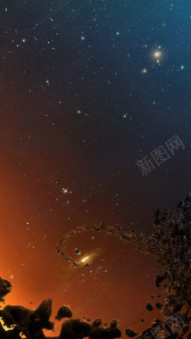 陨石星空宇宙科幻H5背景图背景