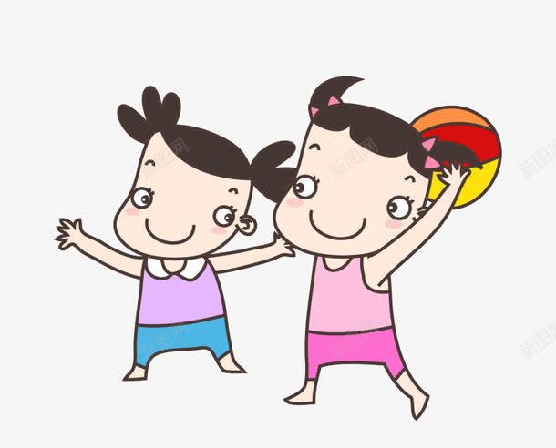 玩皮球的小女孩png免抠素材_88icon https://88icon.com 两个小女孩 小朋友 扁平人物