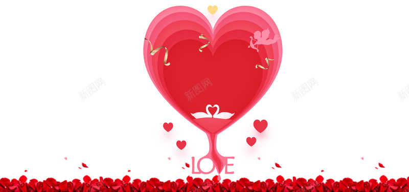 520情人节红白浪漫banner背景