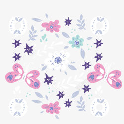 花朵蝴蝶卡通元素图矢量图素材