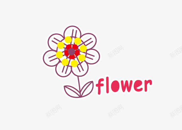 卡通线条花朵英文png免抠素材_88icon https://88icon.com 卡通 卡通手绘 卡通花朵 线条 线条花朵 花朵