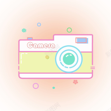 粉色条纹背景粉色少女MBE风相机图标图标